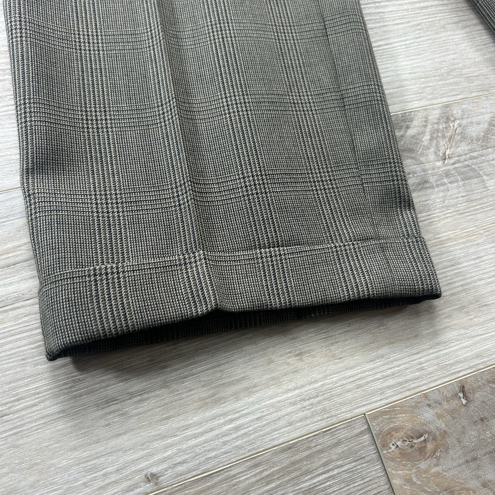 Vintage J.RIGGINS Men's Size 37 Long Brown Plaid Wool Blend Pleated Cuff Pants - Picture 7 of 14